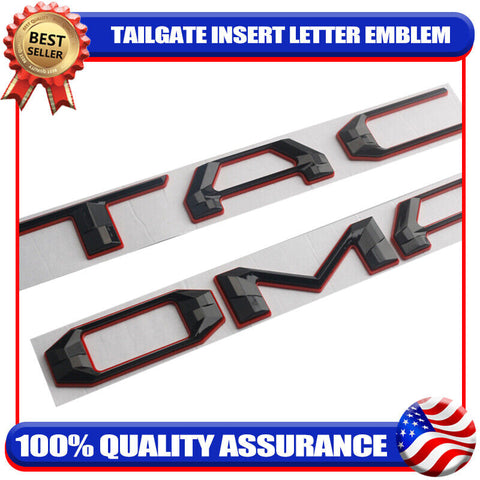 Double Layer Tailgate Insert Letter Black Red Emblem Badge For TACOMA 2016-2023