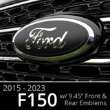 Bocadecals 2015-2023 Ford F150 Emblem Overlay Insert Decals MATTE BLACK Set of 2