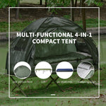 Outdoor 1-Person Folding Tent Elevated Camping Cot W/Air Mattress Sleeping Bag
