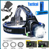 1200000LM Rechargeable Head Light LED Tactical Headlamp Zoomable+2X Charger+Batt