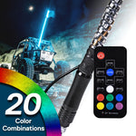 6Ft Lighted Spiral LED Whip Antenna W/Flag & Remote for ATV Polaris RZR UTV