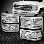 Corner Headlight Head Lamps For Chevy Silverado 1500 14-15  Chrome Housing Clear 