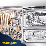 Chrome Fit For Ford F-250 F-350 Super Duty Excursion 99-04 Conversion Headlights