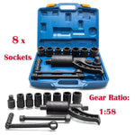 Torque Multiplier Set Wrench Lug Nut Lugnut Remover W/ 8 Sockets for Buses / Rvs