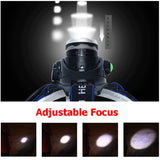 25000LM LED HEADLAMP Rechargeable Headlight Zoomable Head Torch Lamp Flashlight