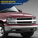  Chevy Silverado Led Drl Black Headlights+Bum For 1999-2002