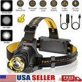 990000LM LED Headlamp Rechargeable Tactical Headlight Zoom Head Torch Flashlight
